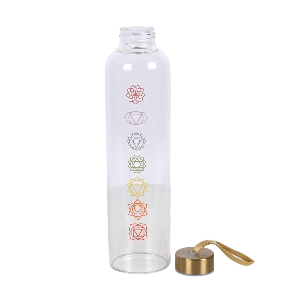 Chakra Flow 750ml Reusable Glass Water Bottle1