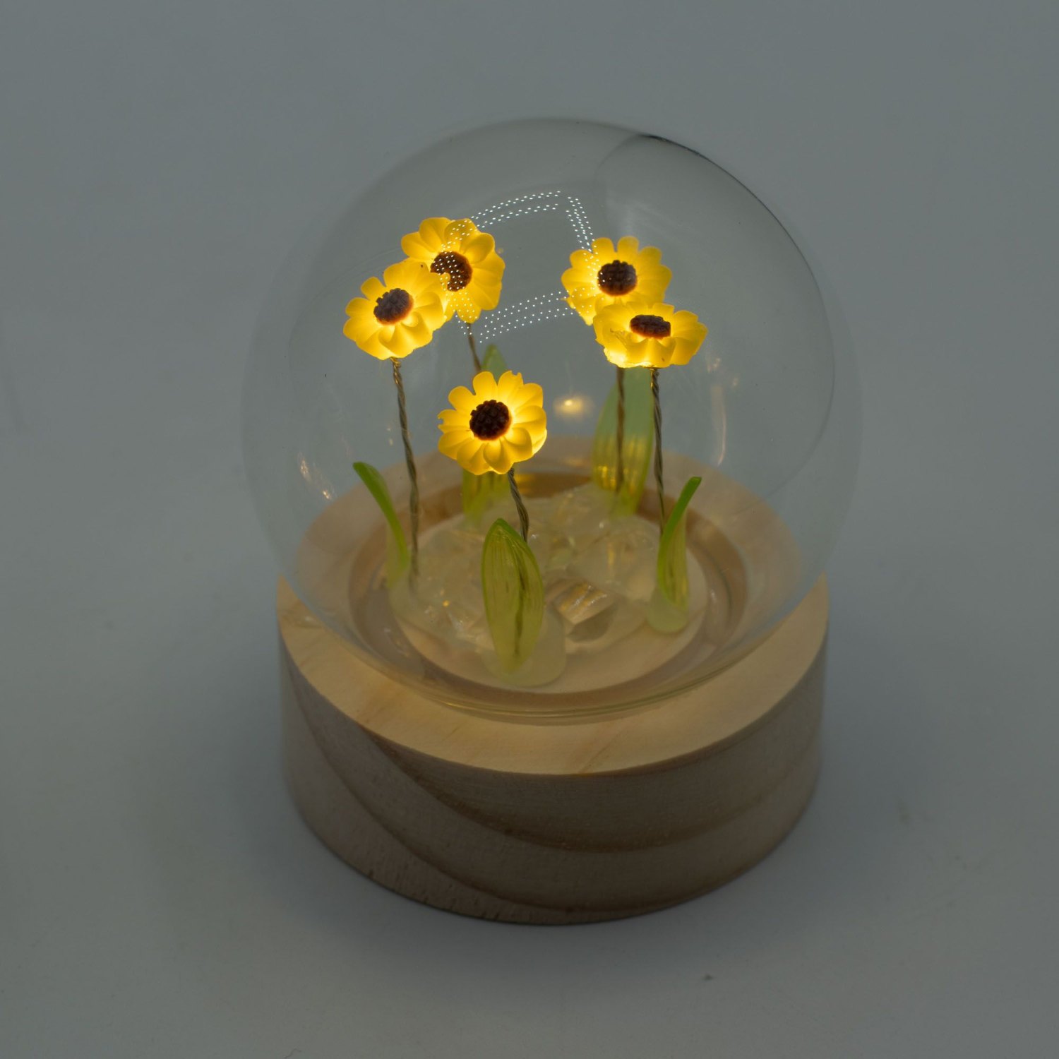 Floral Glow Five Sunflower LED Glass Dome1