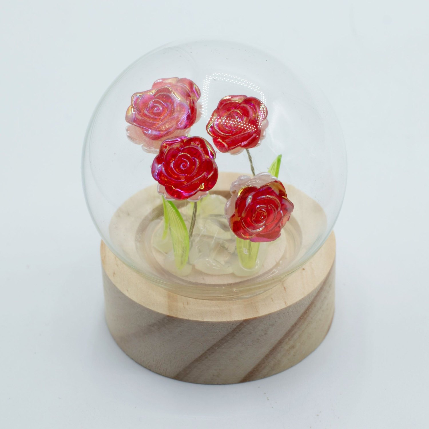 Floral Glow Five Red Roses LED Glass Dome2