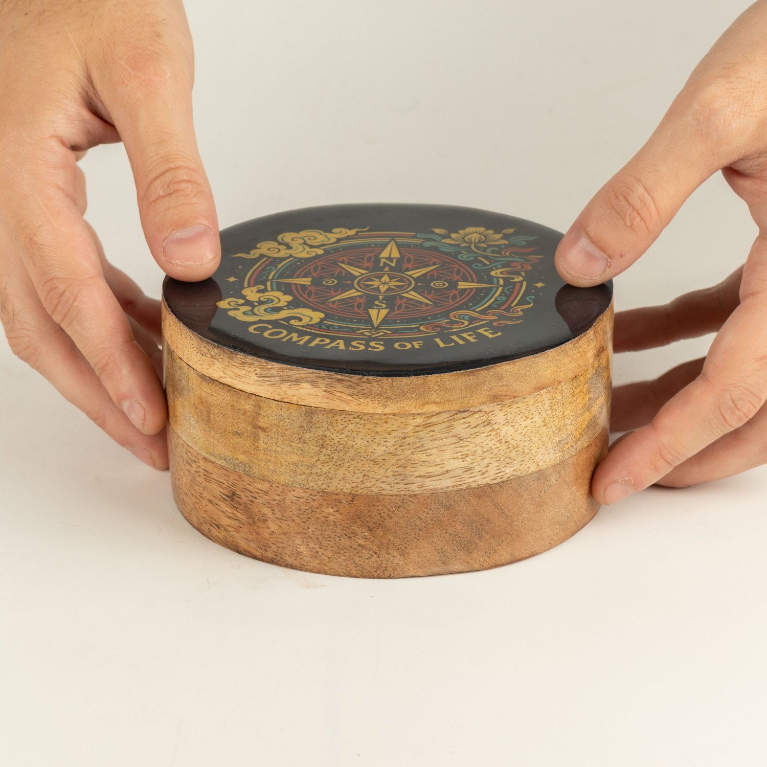 Compass of Life Round Enamelled Trinket Box4