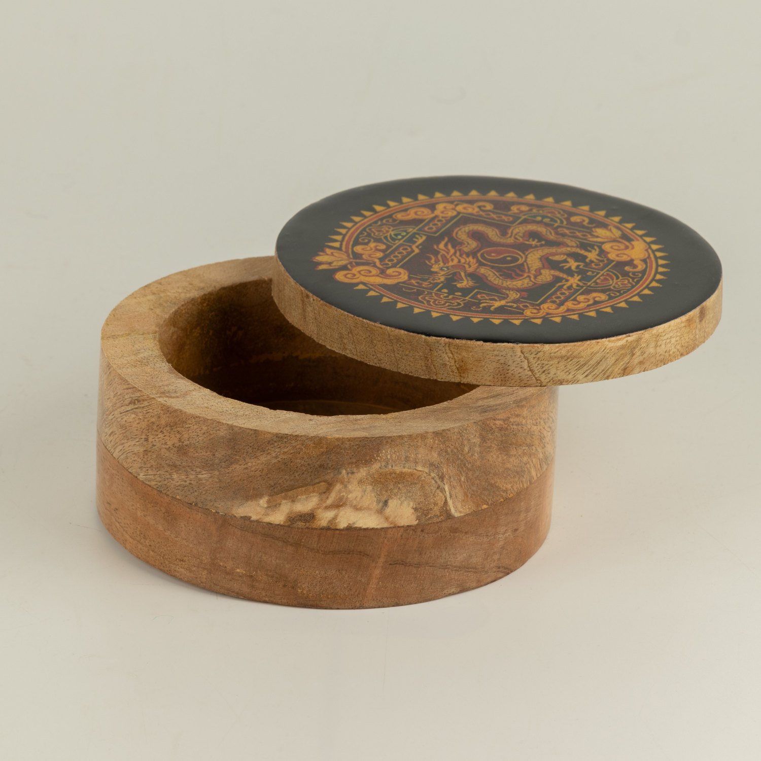 Dragon Yin Yang Round Enamelled Trinket Box1