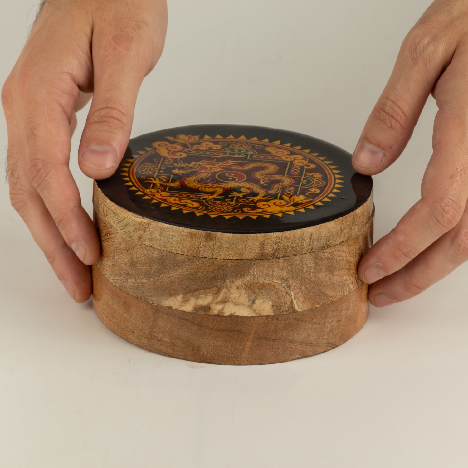 Dragon Yin Yang Round Enamelled Trinket Box4