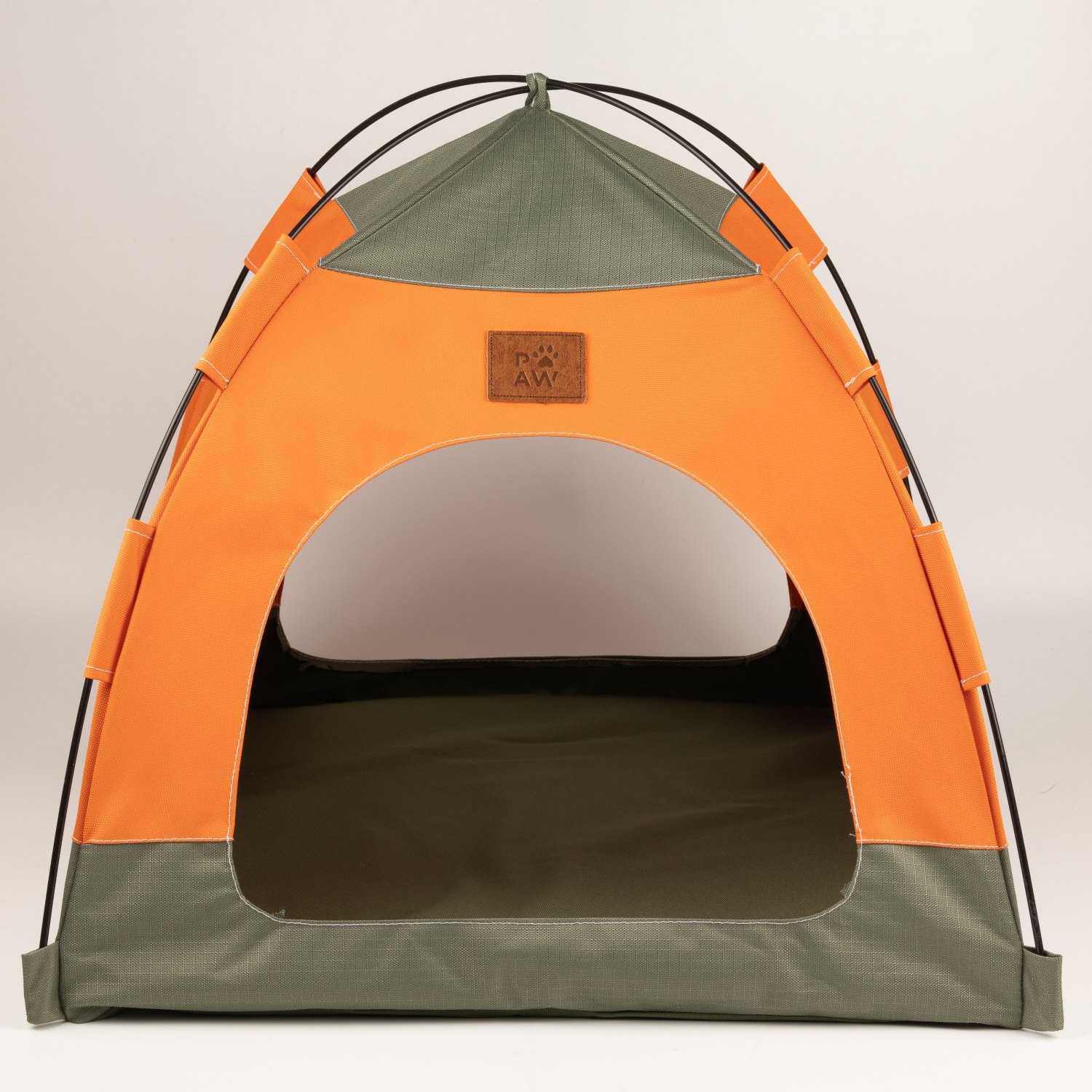 PAW Green & Orange Tent Pet Bed – 48 × 48 × 40cm