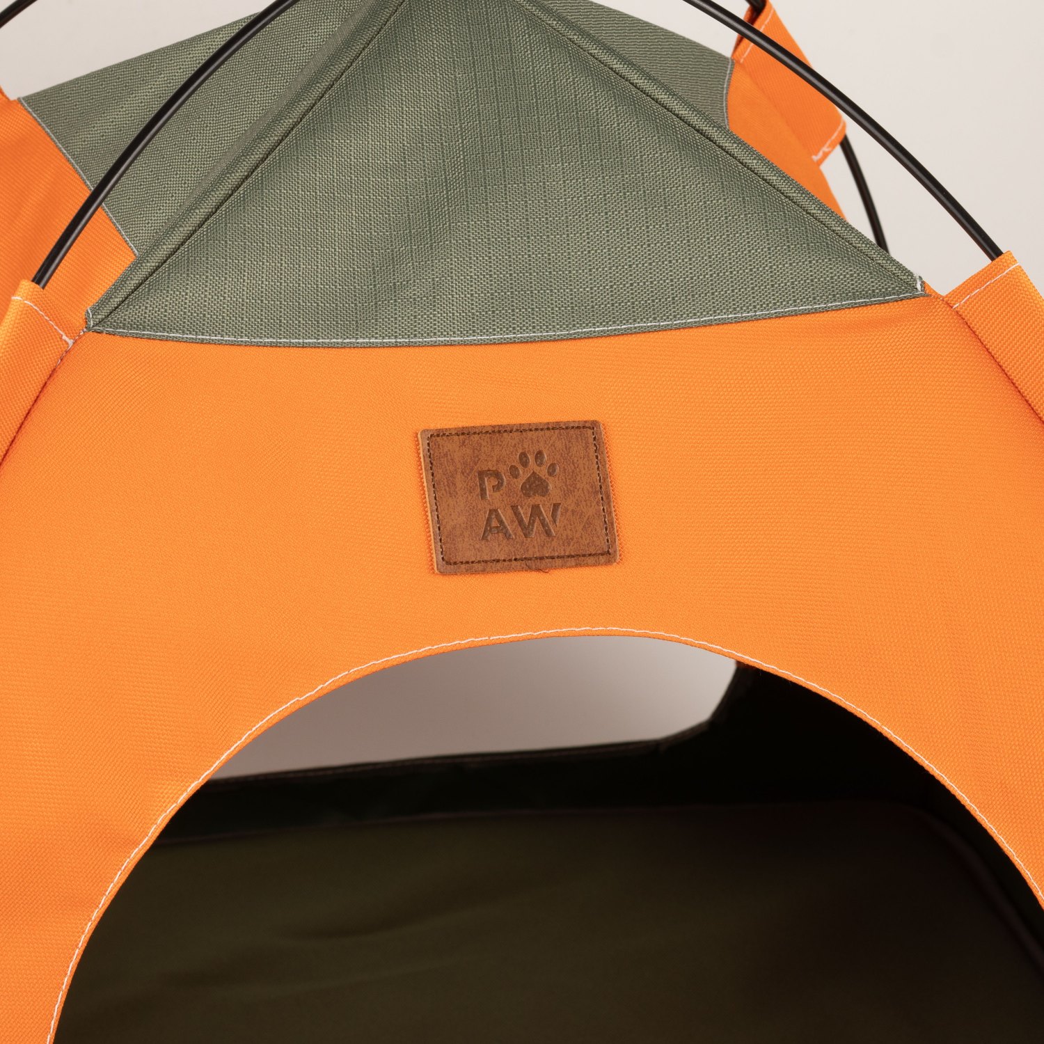 PAW Green & Orange Tent Pet Bed – 48 × 48 × 40cm3