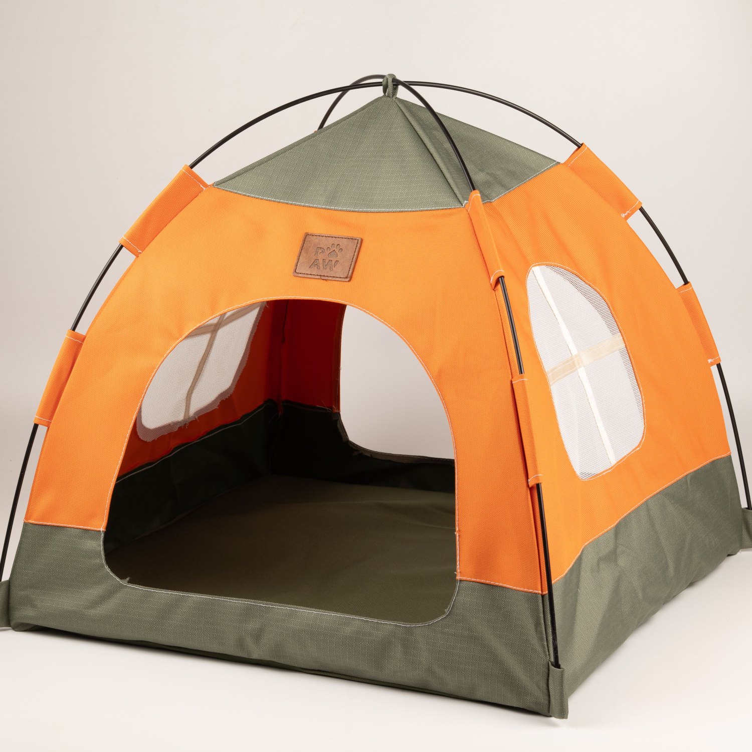 PAW Green & Orange Tent Pet Bed – 48 × 48 × 40cm5
