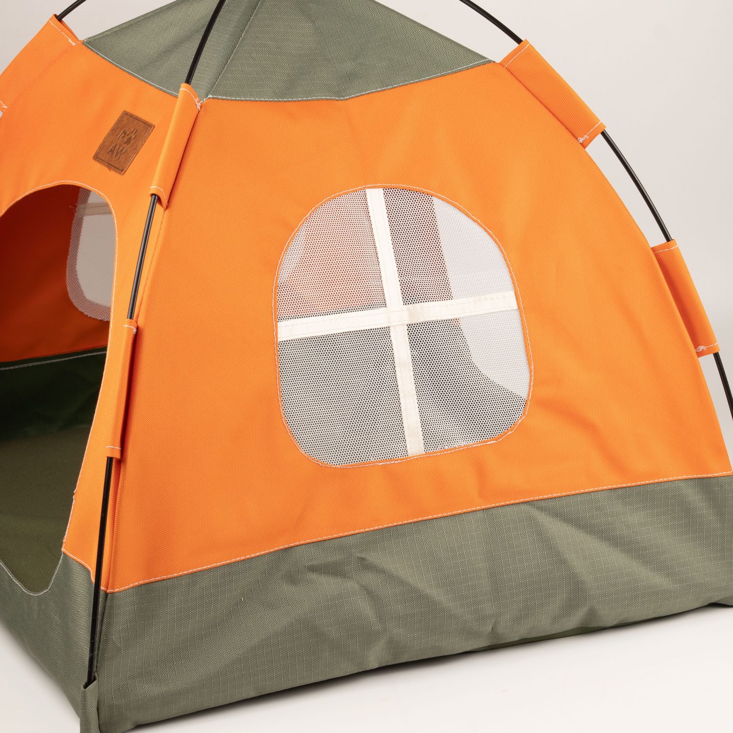 PAW Green & Orange Tent Pet Bed – 48 × 48 × 40cm6