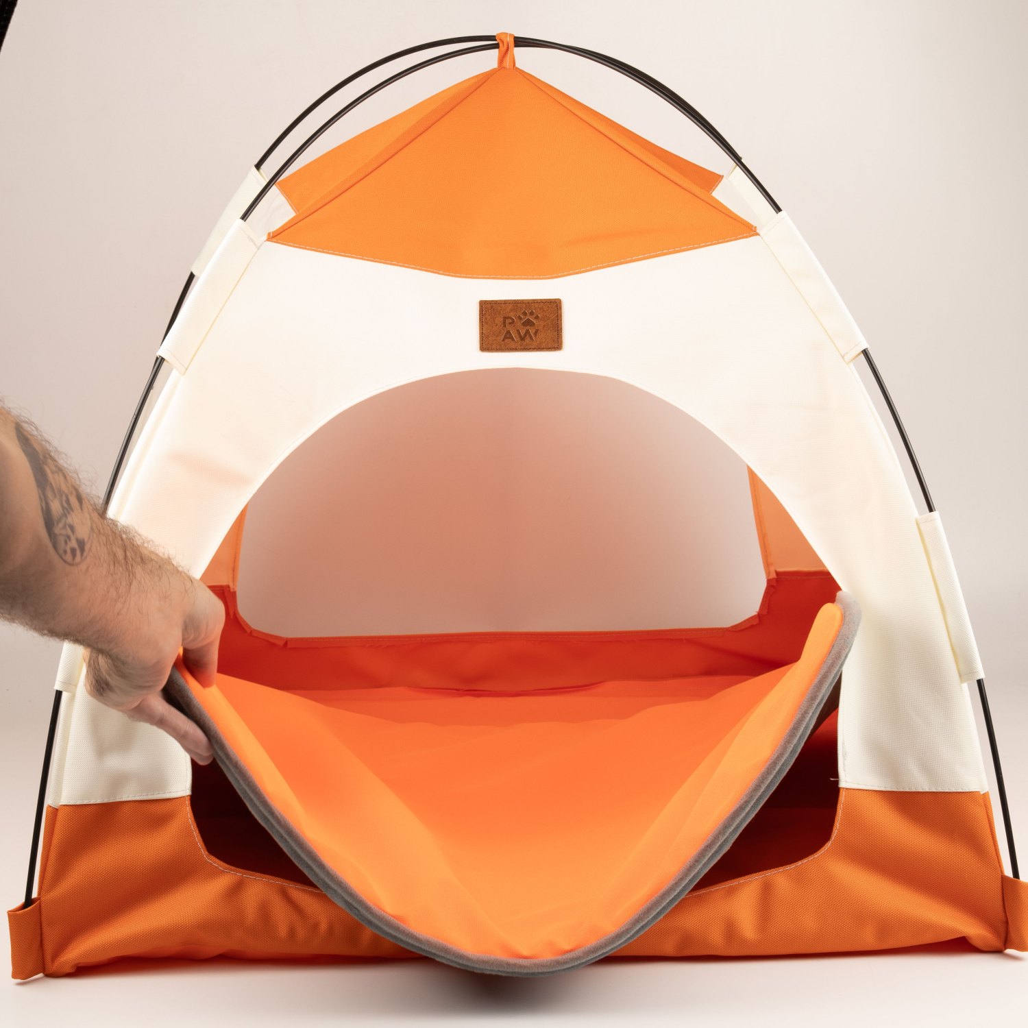 PAW Beige & Orange Tent Pet Bed – 58 × 58 × 48cm3