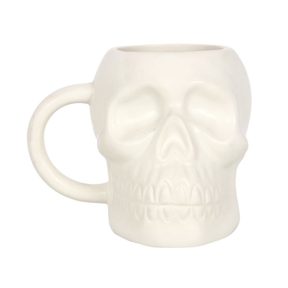 Matte White Skull-Shaped Ceramic Mug (500ml)1