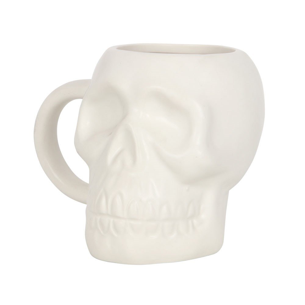Matte White Skull-Shaped Ceramic Mug (500ml)2