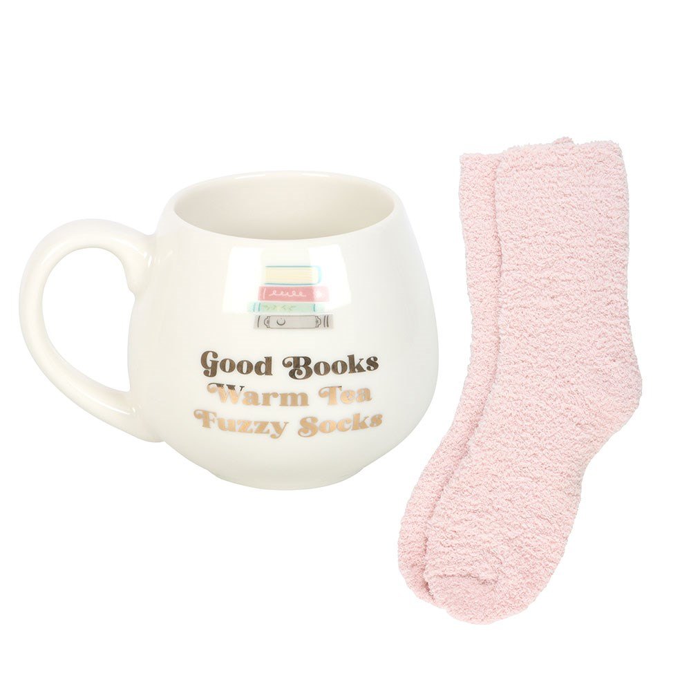 Good Books, Warm Socks, Hot Tea Mug & Socks Gift Set (450ml)1
