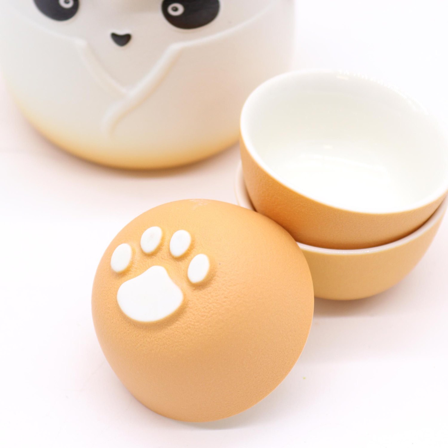 Orange Panda Ceramic Teapot & 3 Cups Set5