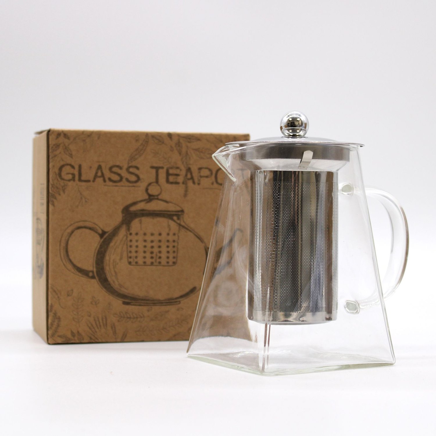 Tower Glass Infuser Teapot with Stainless Steel Filter – 750ml