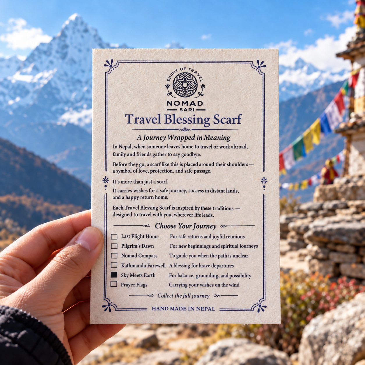 Nomad Sari Sky Meets Earth Travel Blessing Scarf – 170 x 50cm3