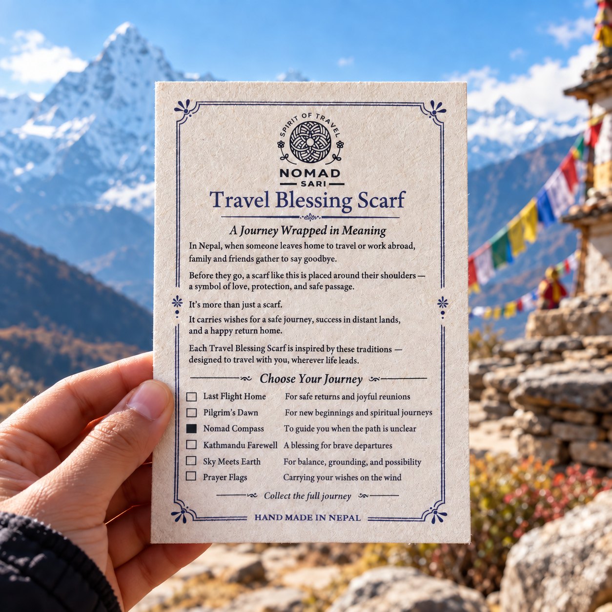 Nomad Sari Nomad Compass Travel Blessing Scarf – 170 x 50cm3