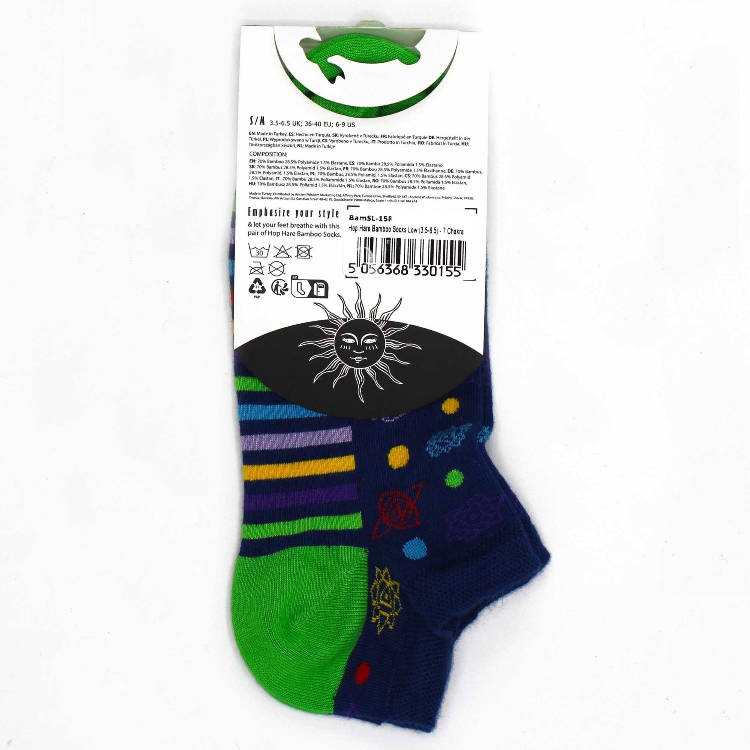 Hop Hare 7 Chakra Bamboo Low-Cut Socks – UK 3.5–6.53