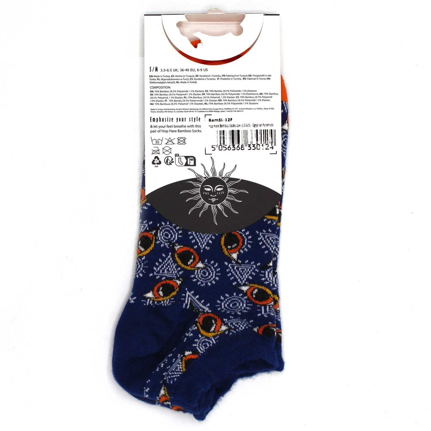 Hop Hare Egyptian Pyramids Bamboo Low-Cut Socks – UK 3.5–6.53