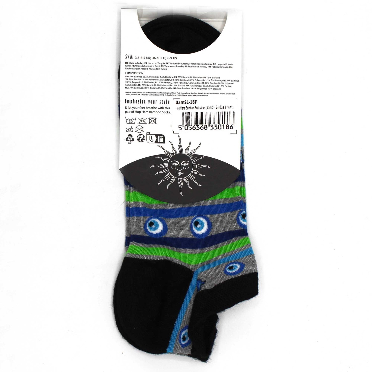 Hop Hare Evil Eye & Hamsa Bamboo Low-Cut Socks – UK 3.5–6.53