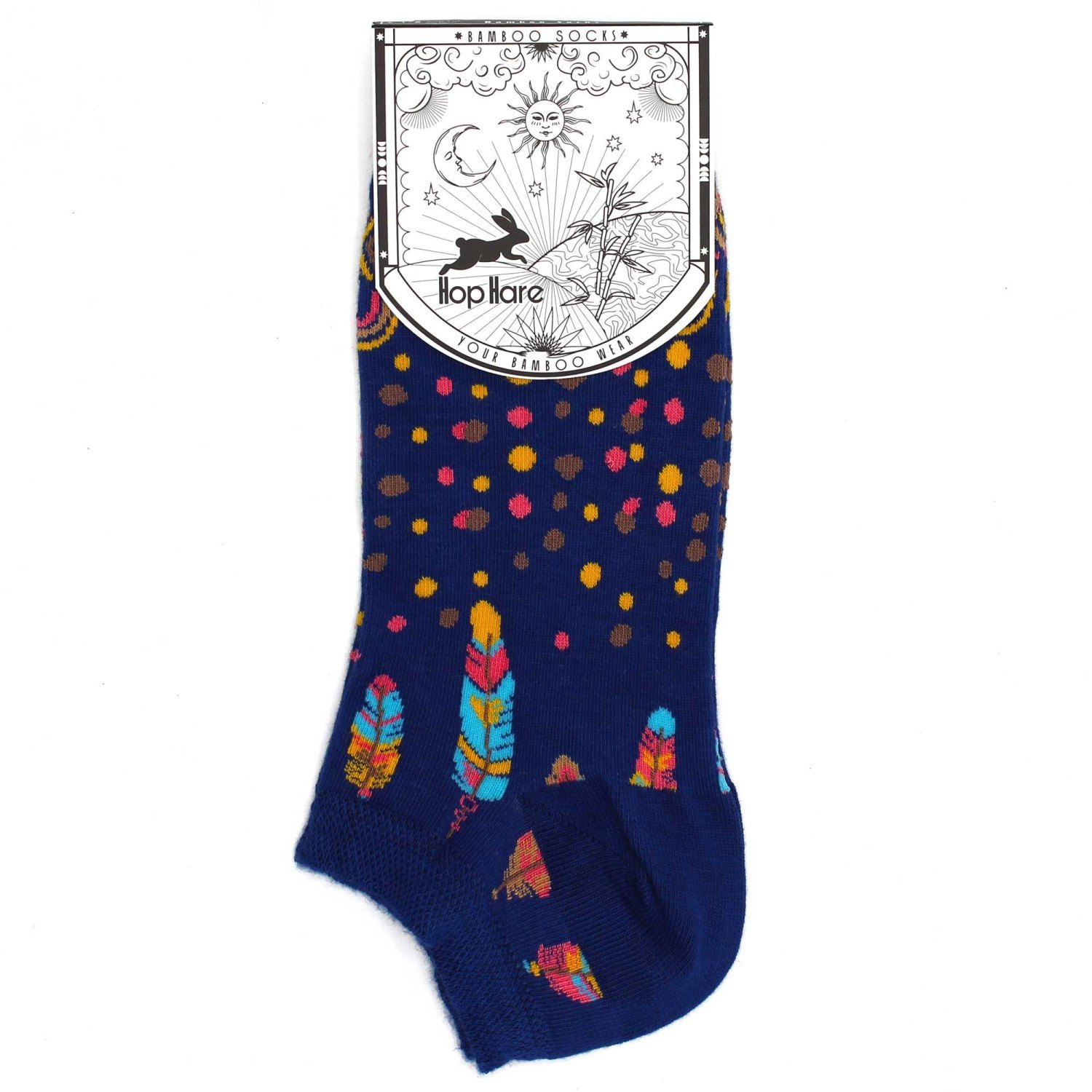Hop Hare Indian Feathers Bamboo Low-Cut Socks – UK 3.5–6.51