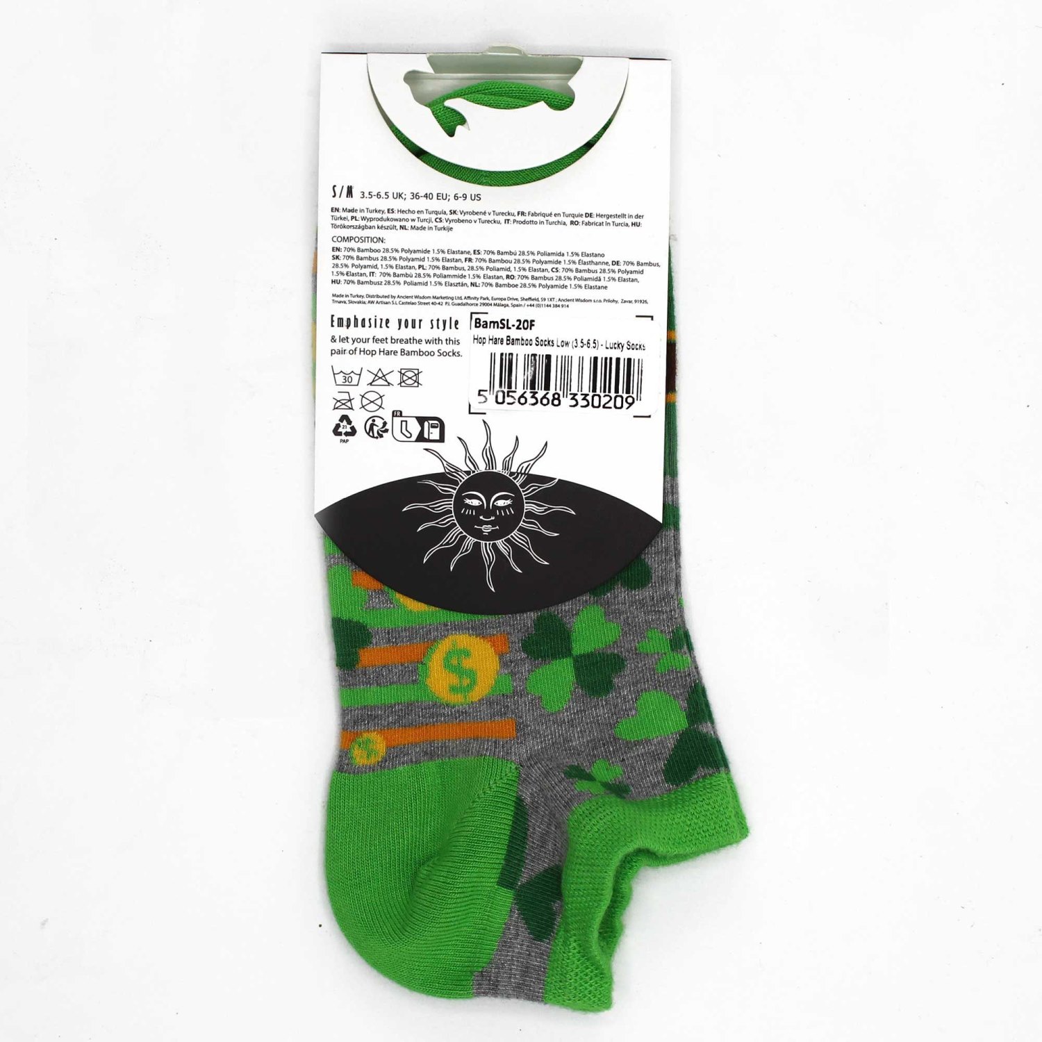 Hop Hare Lucky Symbols Bamboo Low-Cut Socks – UK 3.5–6.53