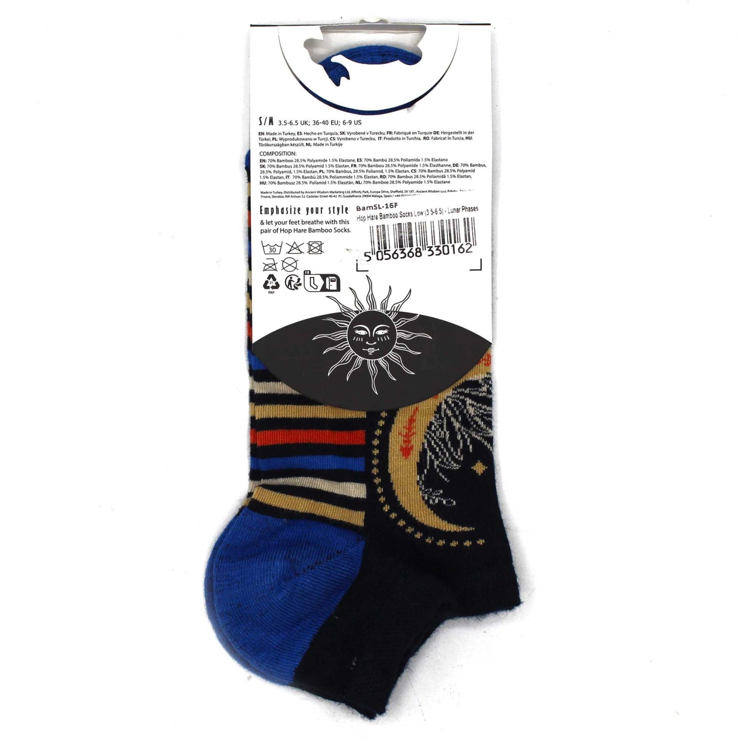 Hop Hare Lunar Phases Bamboo Low-Cut Socks – UK 3.5–6.53
