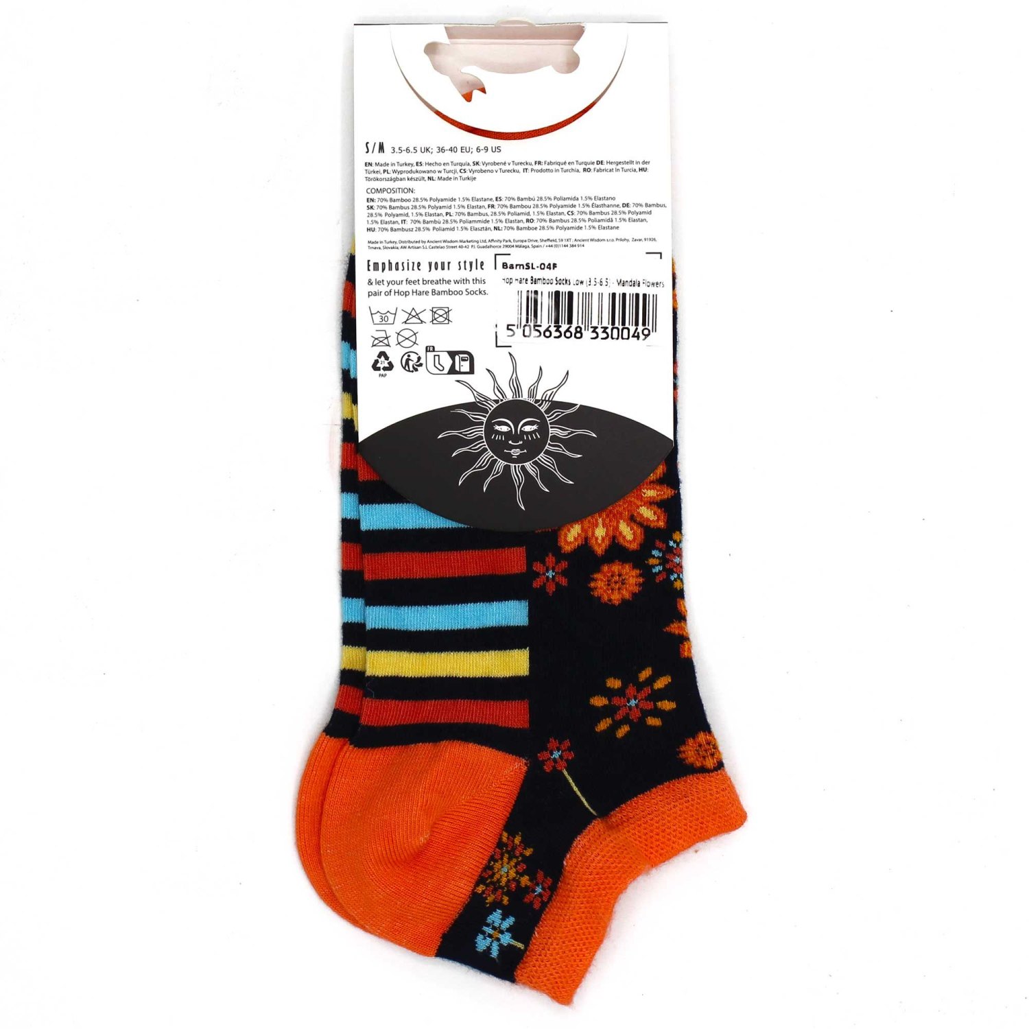 Hop Hare Mandala Flowers Bamboo Low-Cut Socks – UK 3.5–6.53