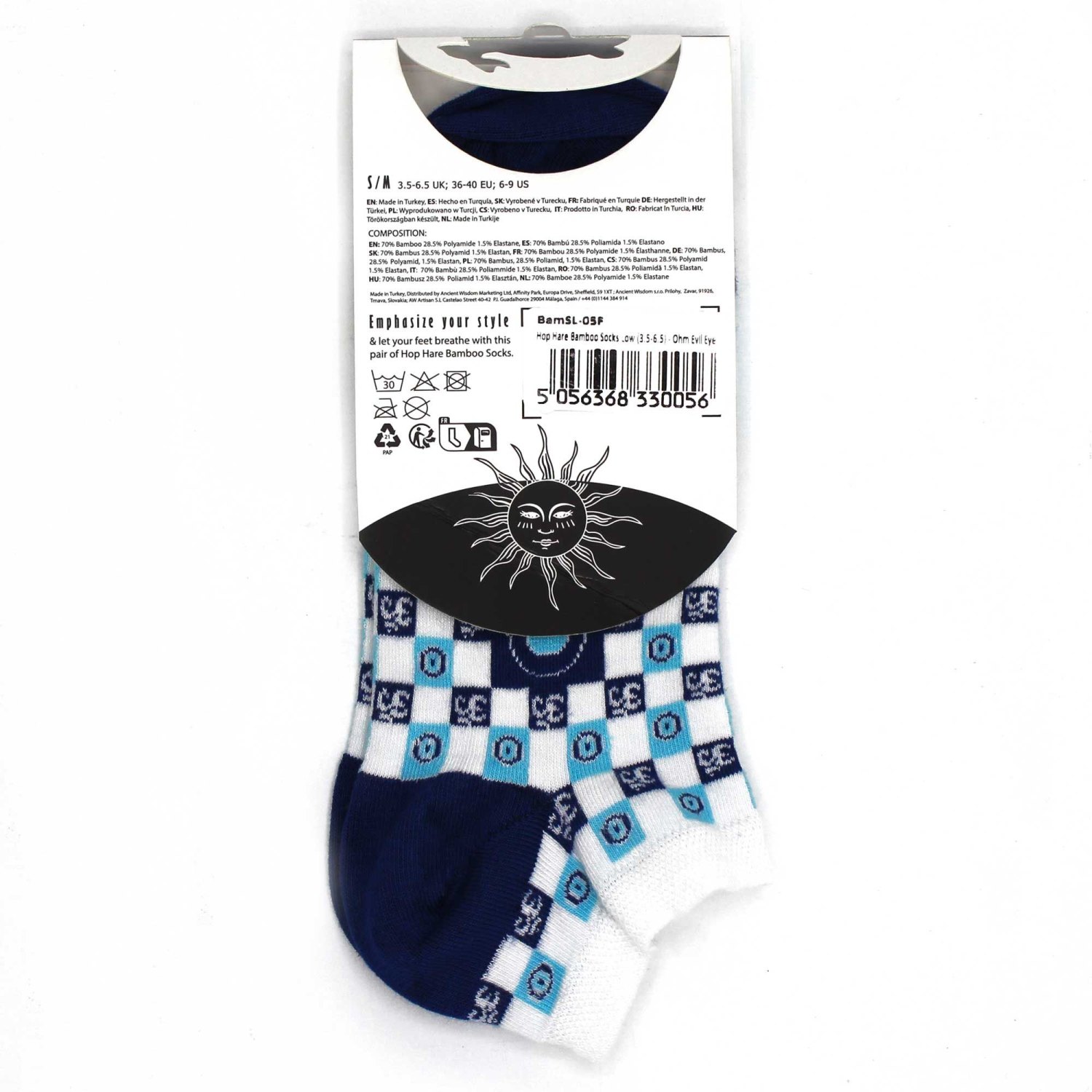 Hop Hare Ohm & Evil Eye Bamboo Low-Cut Socks – UK 3.5–6.53