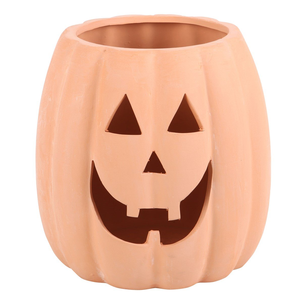 25cm Terracotta Cut-Out Jack-o'-Lantern Pumpkin Decoration