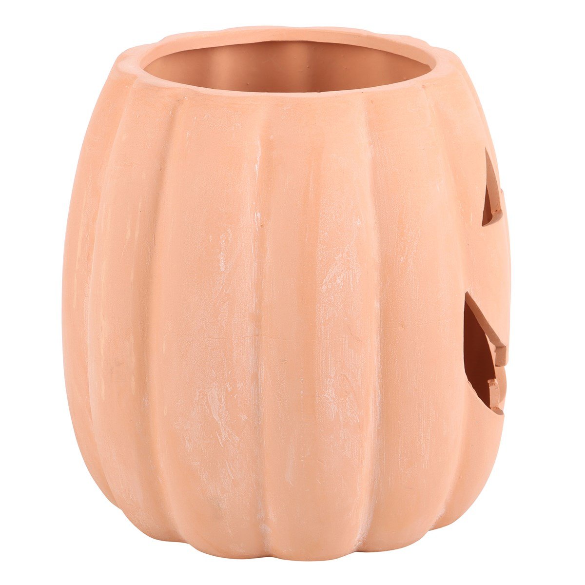 25cm Terracotta Cut-Out Jack-o'-Lantern Pumpkin Decoration1