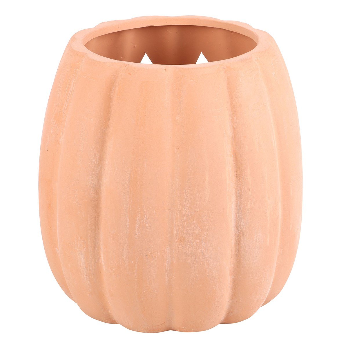 25cm Terracotta Cut-Out Jack-o'-Lantern Pumpkin Decoration2