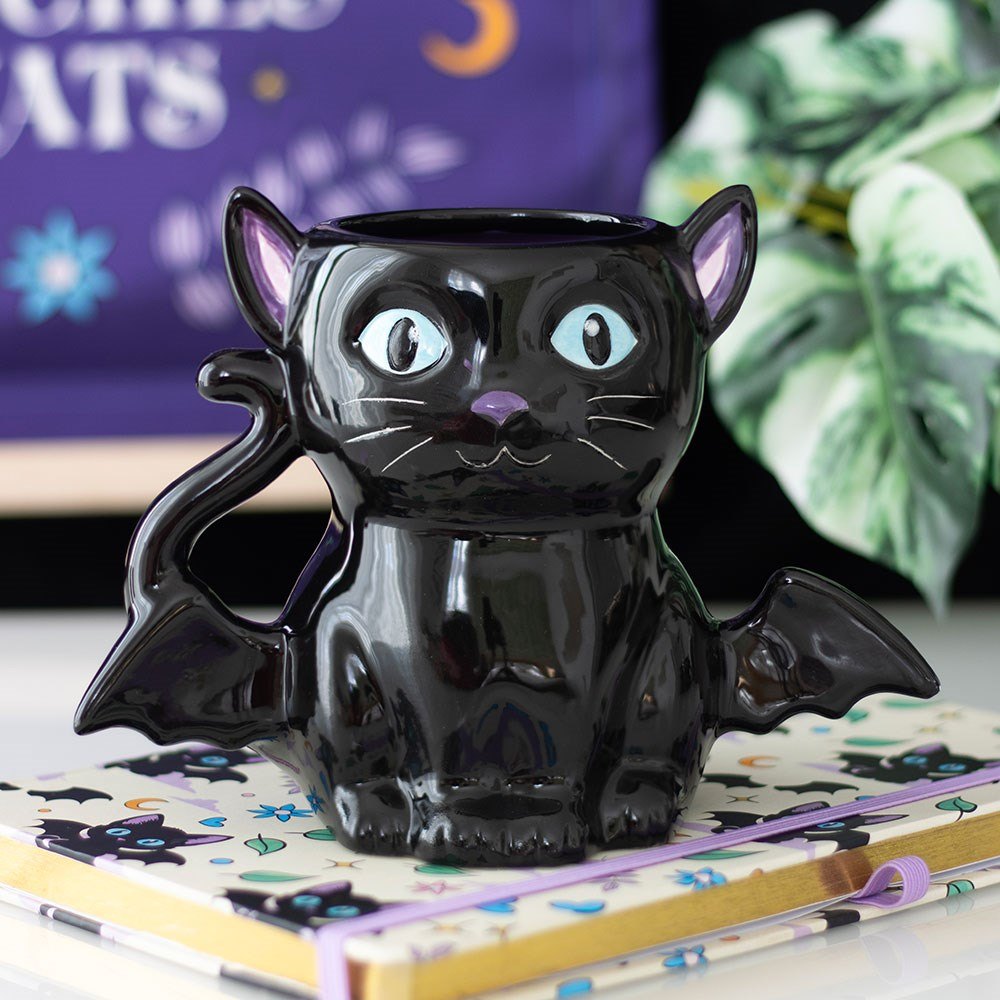 Black Bat Cat Ceramic Mug (500ml)3