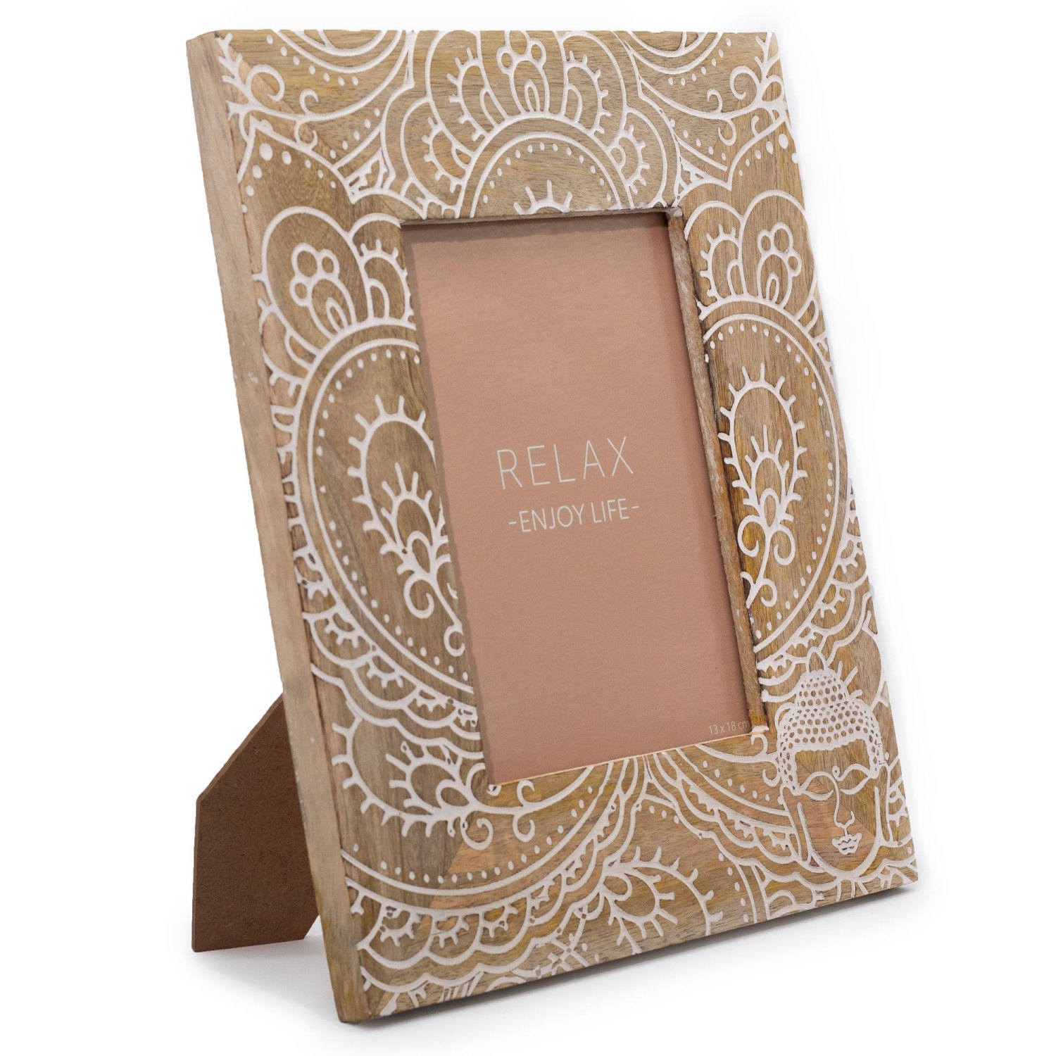 White Buddha Mango Wood Photo Frame – 13 x 18cm