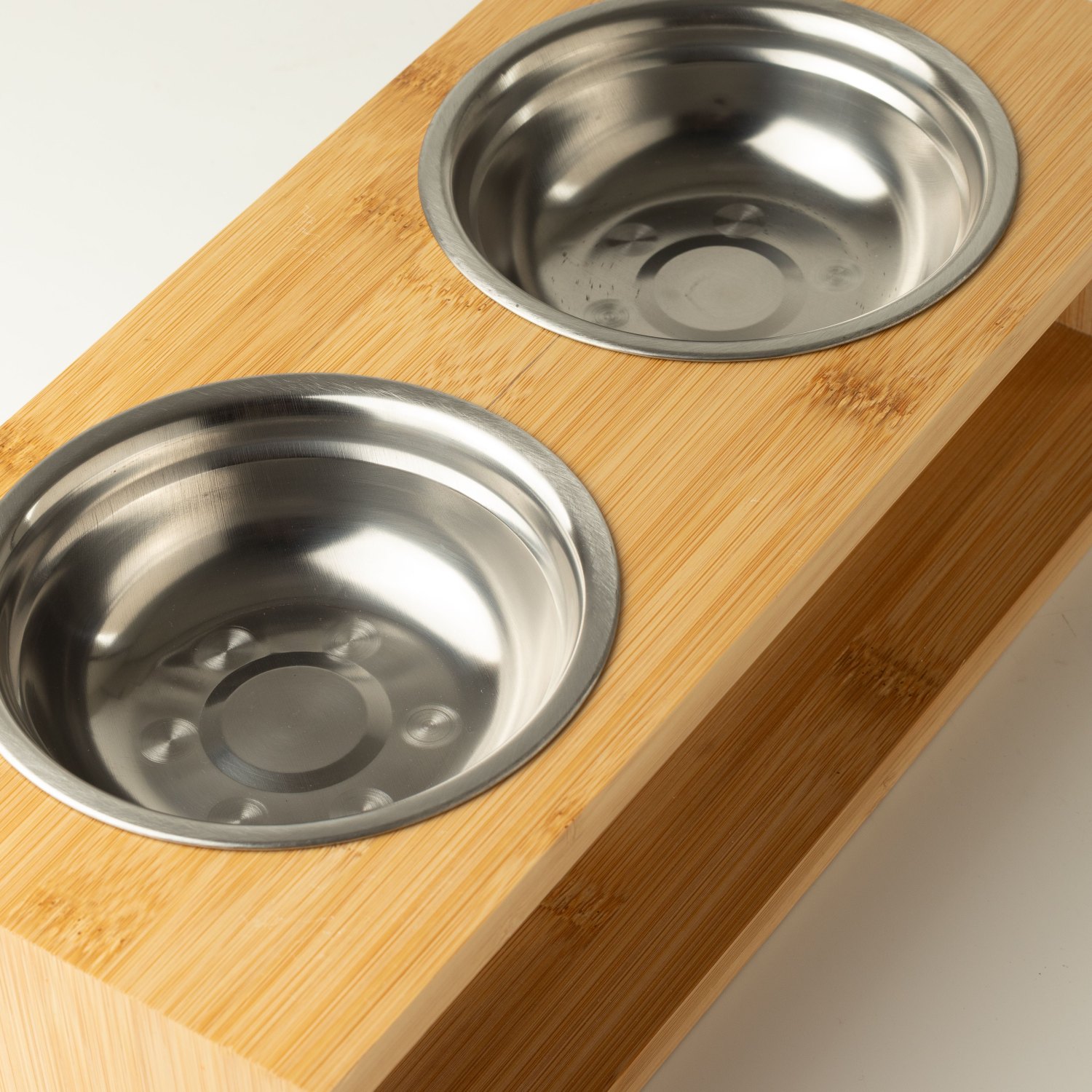 PAW Large Double Stainless Steel Pet Bowls with Wooden Stand – 2 x 13cm5