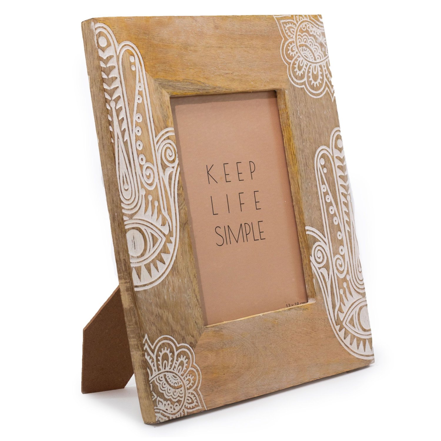 White Hamsa Mango Wood Photo Frame – 13 x 18cm