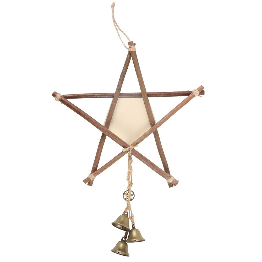 Green Witch Willow Pentagram Hanging Decoration with Bells1
