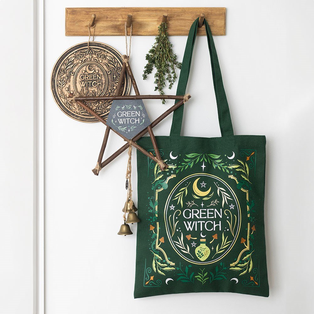 Green Witch Willow Pentagram Hanging Decoration with Bells4