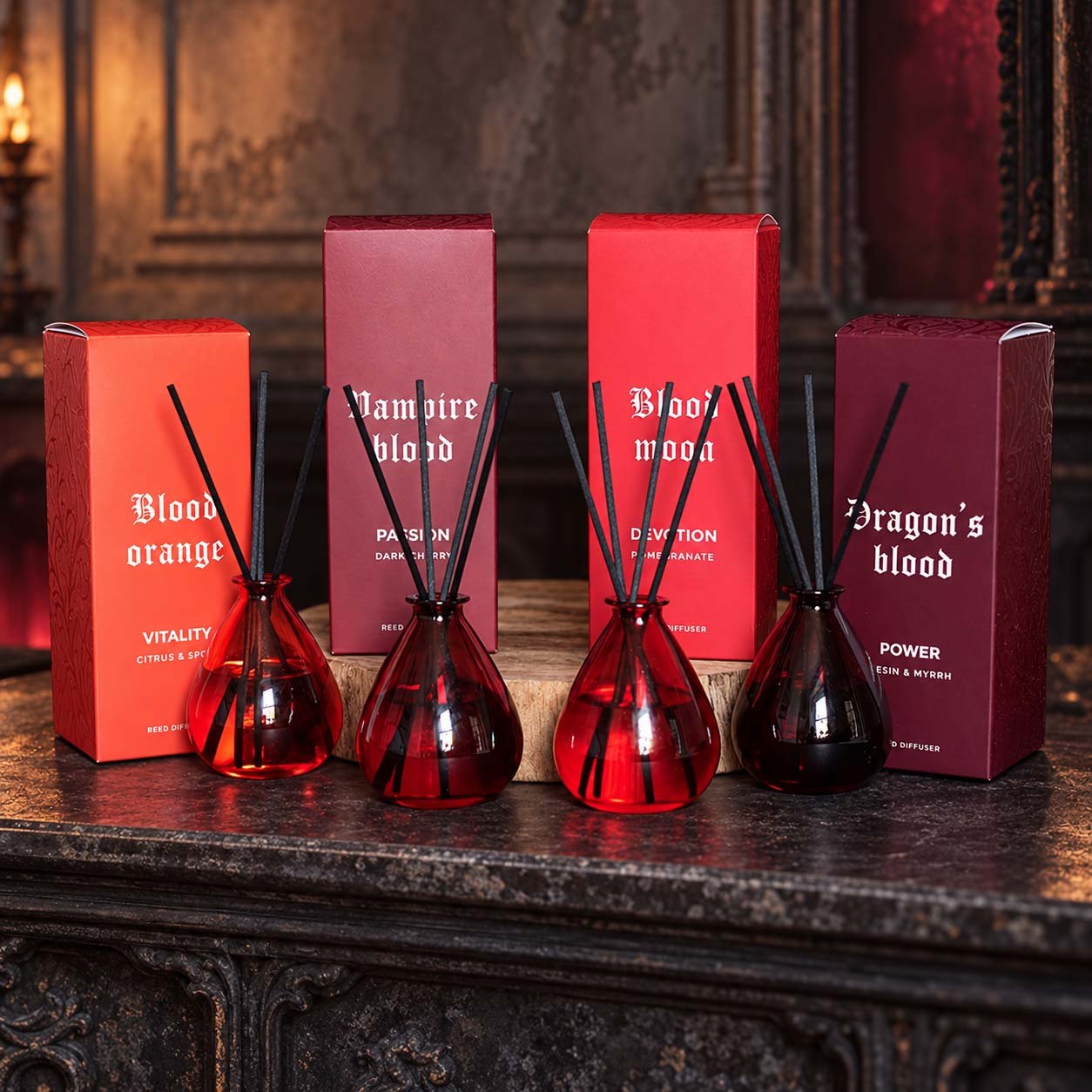 The Bloodline Gothic Reed Diffuser Set – 4 Fragrances