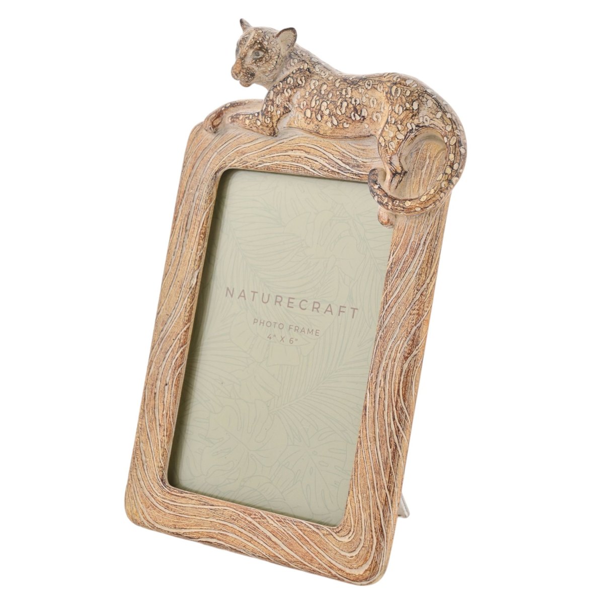 Naturecraft Wood-Effect Cheetah Photo Frame – 4 x 6in