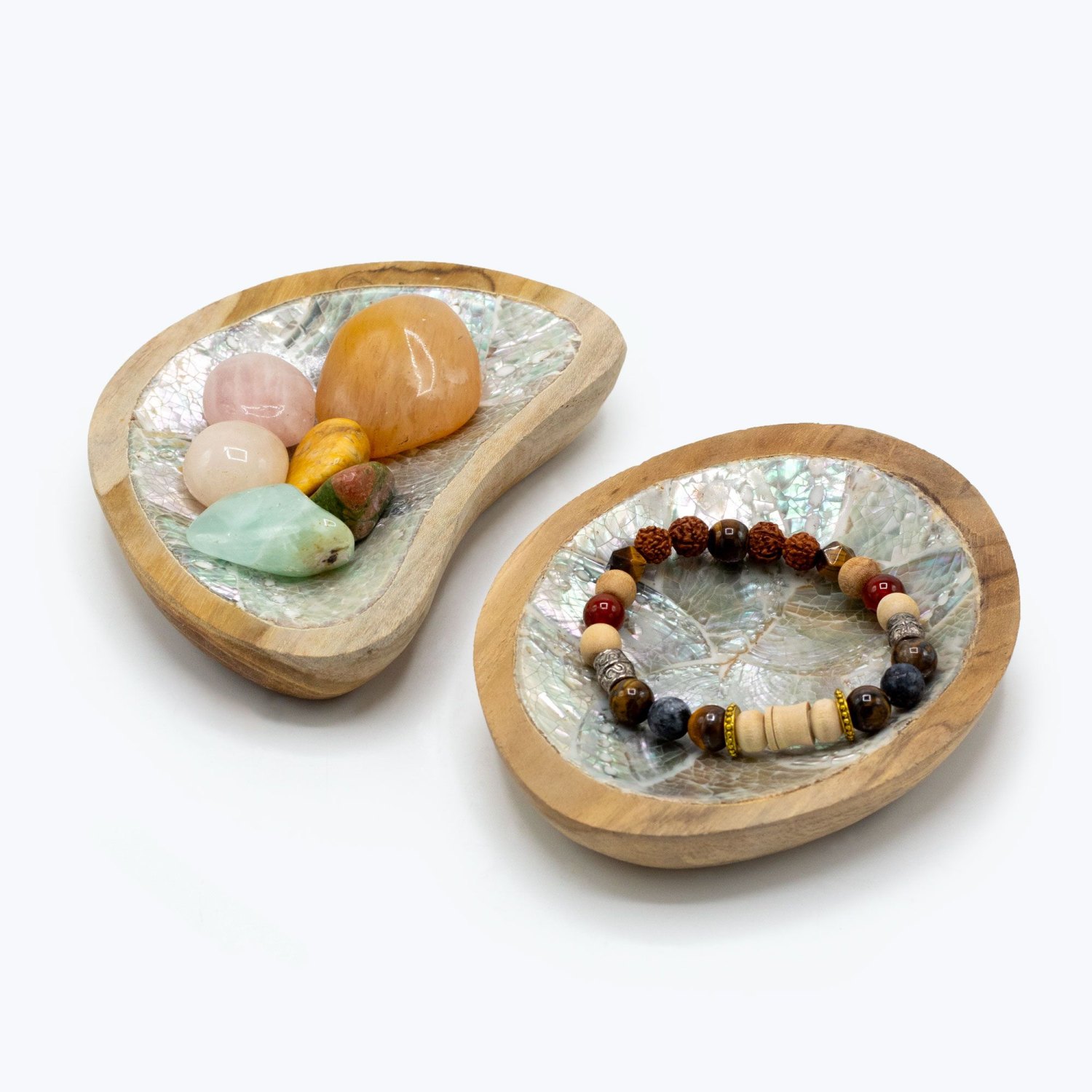 Handcrafted Teak Mini Bowls with Shell Detail – Set of 42