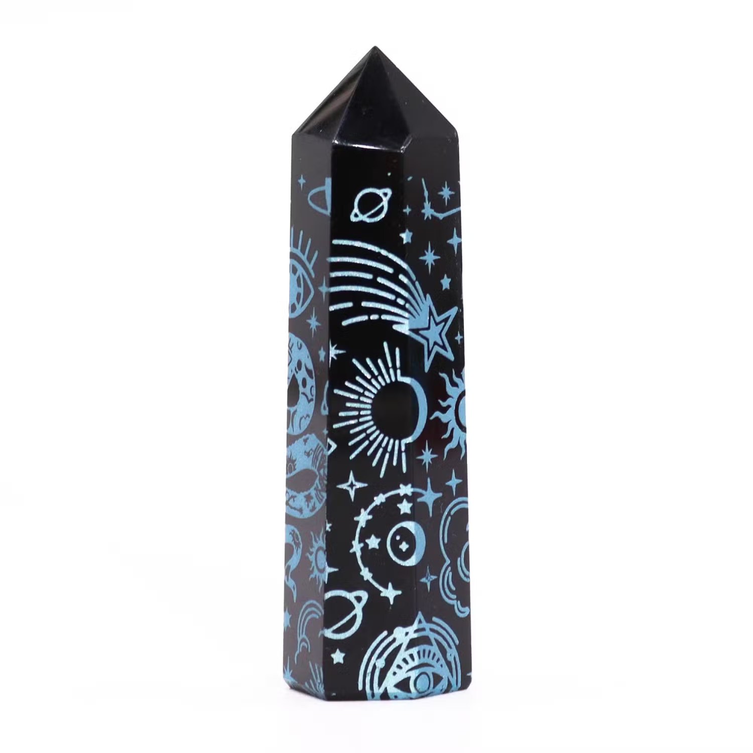 Mystic Story Black Obsidian Point – Sky Blue Celestial Design3