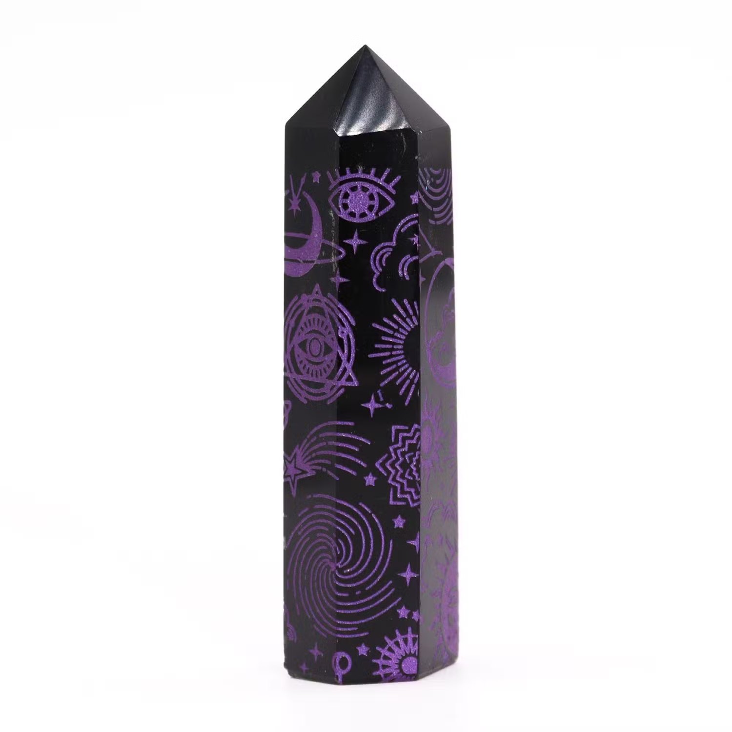 Mystic Story Black Obsidian Point – Deep Purple Celestial Design2