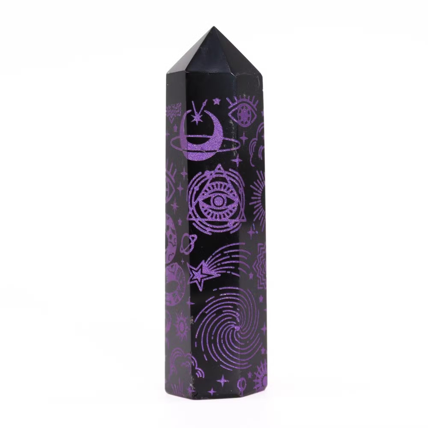 Mystic Story Black Obsidian Point – Deep Purple Celestial Design3