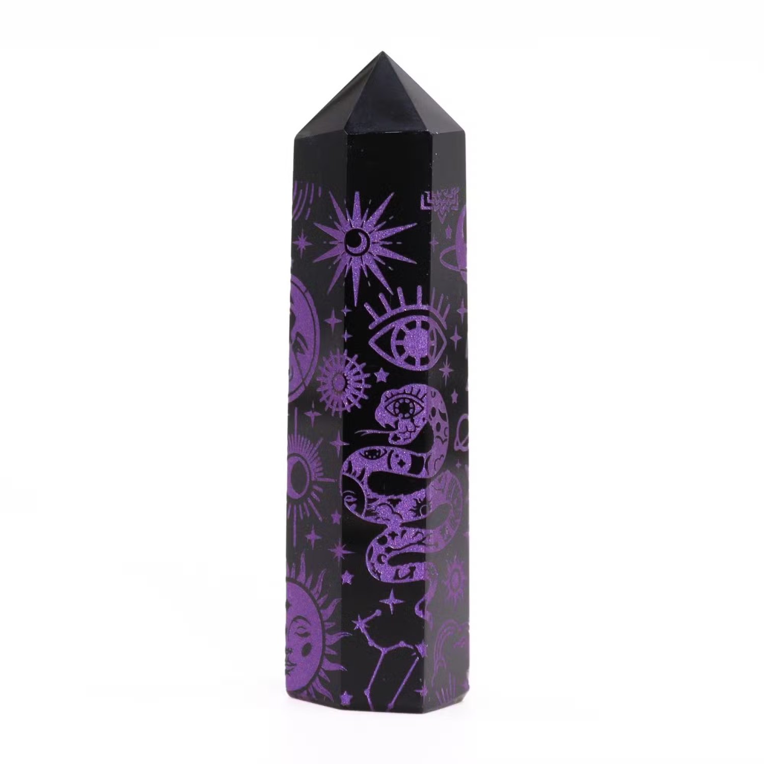 Mystic Story Black Obsidian Point – Deep Purple Celestial Design5