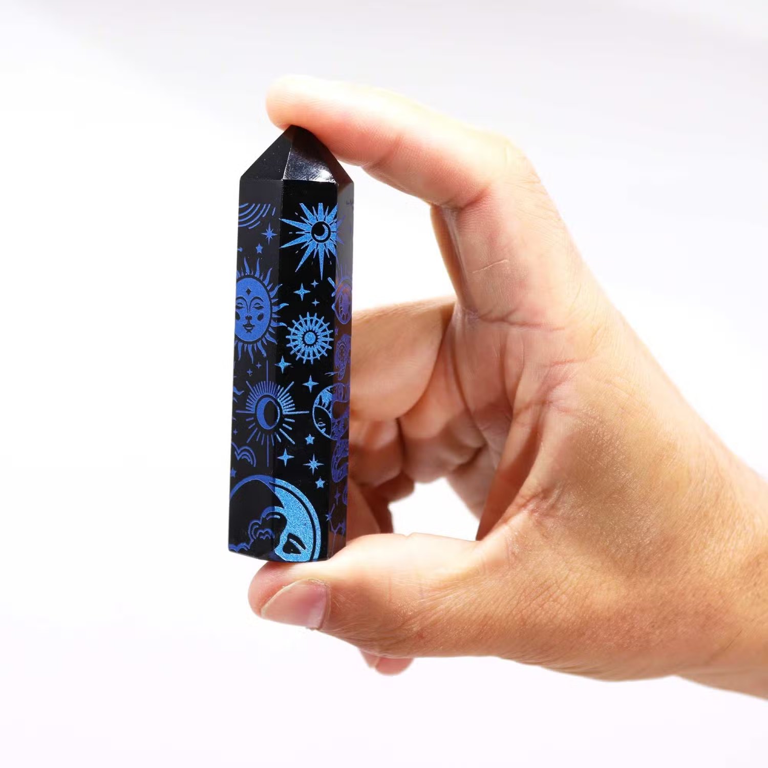 Mystic Story Black Obsidian Point – Midnight Blue Celestial Design1