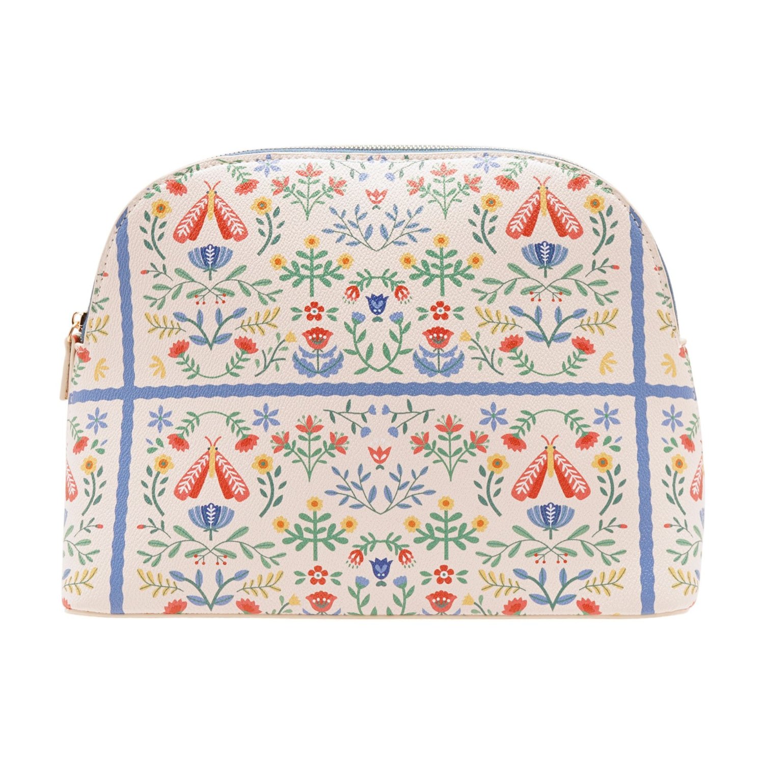 Sophia Lane Large Floral Make-Up Bag – Cream