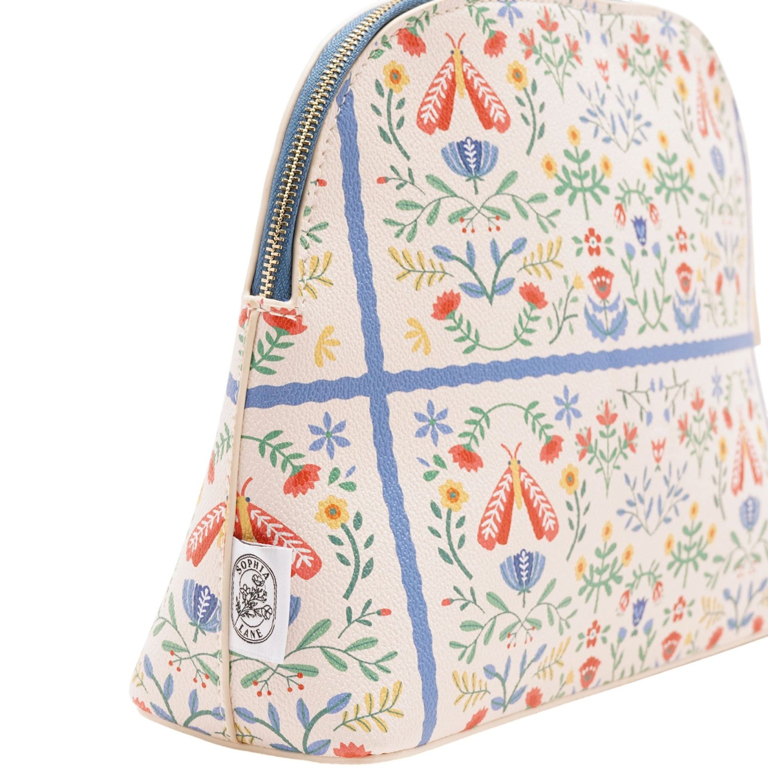 Sophia Lane Large Floral Make-Up Bag – Cream1