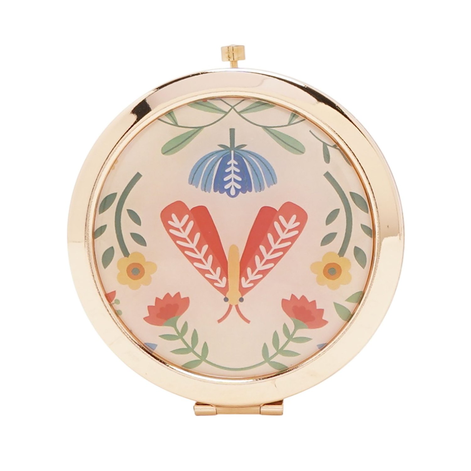 Sophia Lane Floral Compact Mirror – Cream
