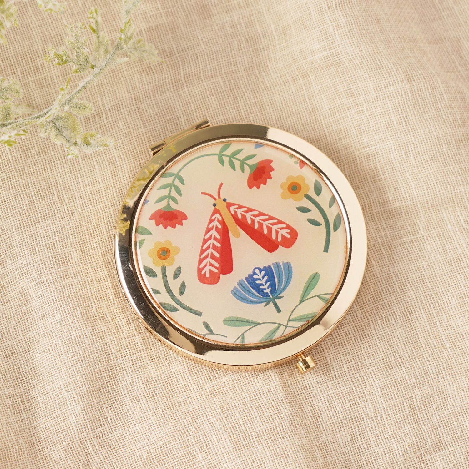 Sophia Lane Floral Compact Mirror – Cream4