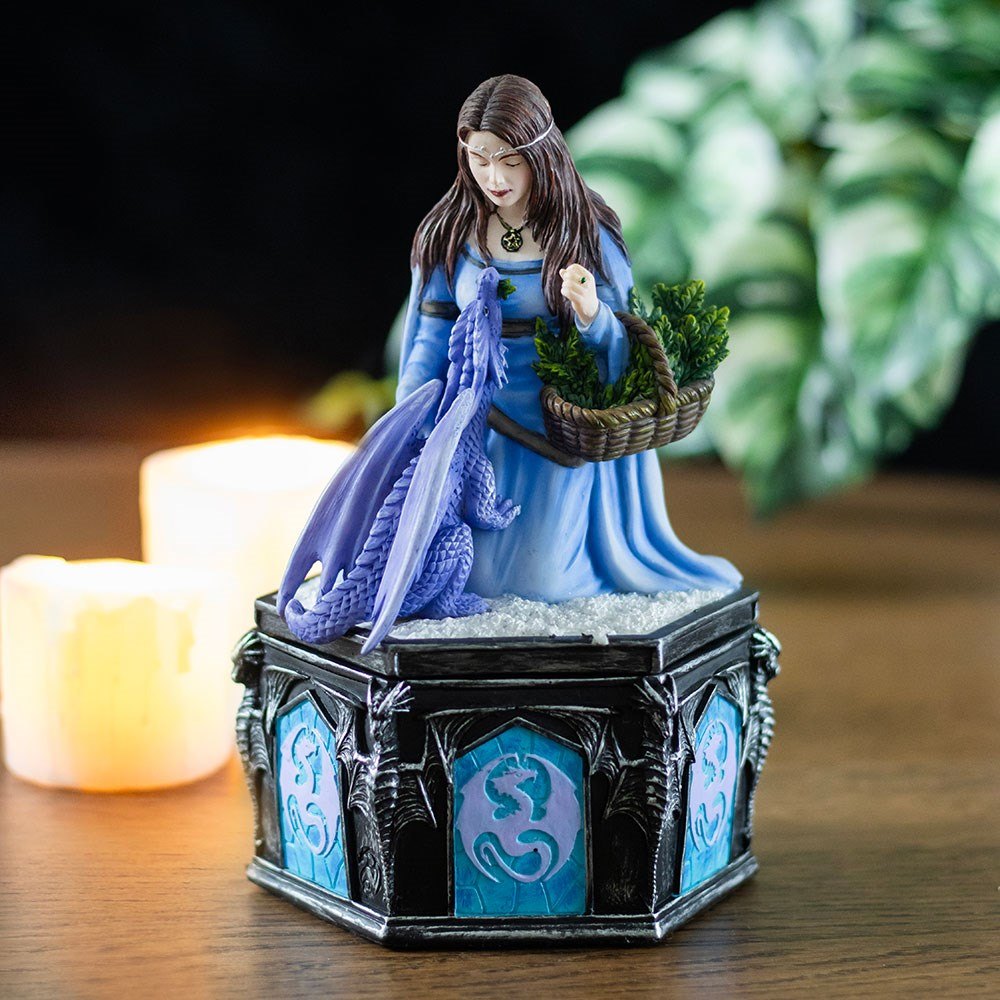 Dragon Friendship Winter Trinket Box by Anne Stokes6