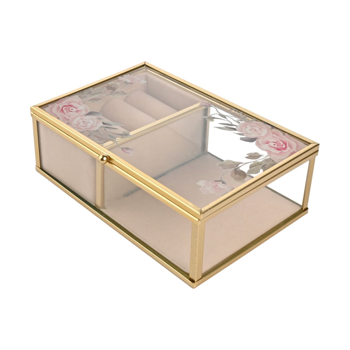 Sophia Classic Floral Glass Jewellery Box – Small