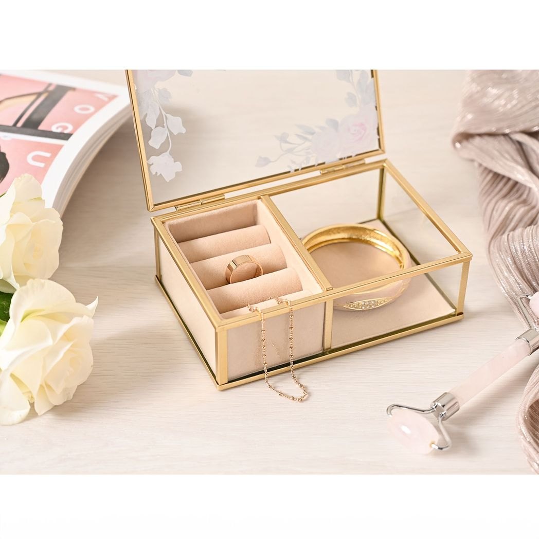 Sophia Classic Floral Glass Jewellery Box – Small3